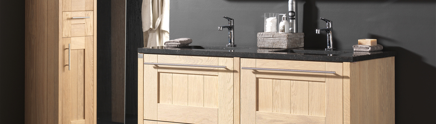 Eikenhouten design badkamermeubels op maat Squadra